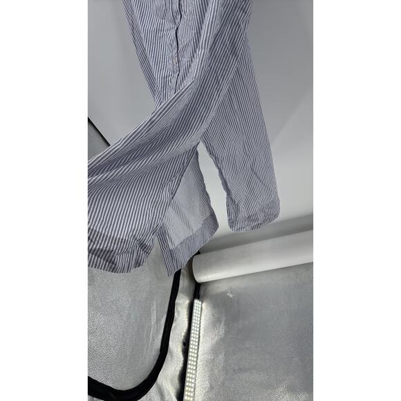 Old Navy Striped Cutout Midi Shirt Dress blue white size 3X cotton side slits - Picture 8 of 10